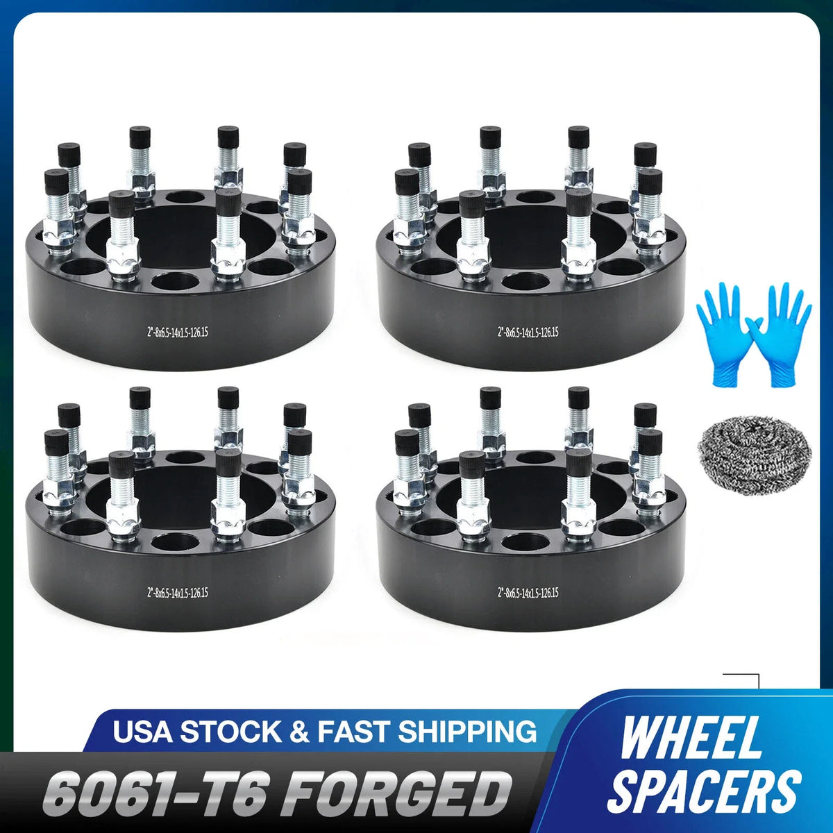 Set of 4 Wheel Spacers 2" 8x6.5 8x165.1 14x1.5 for Dodge Ram 2500 3500 (2014–2022)