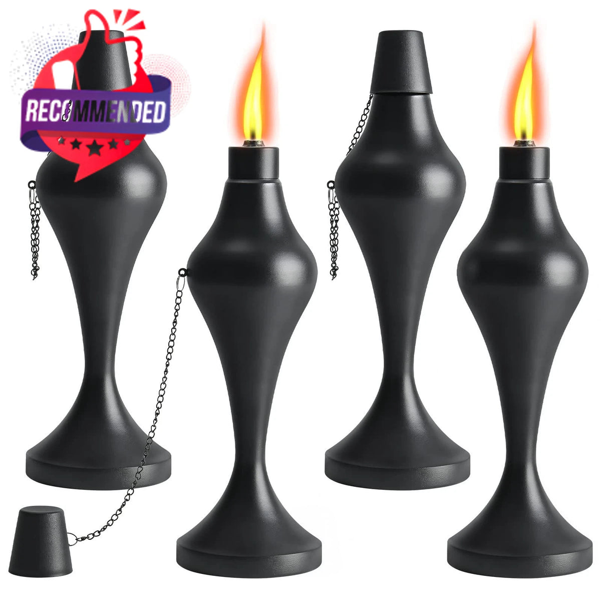 4X Metal Table Top Torches for Outdoor Use (Citronella, 18 oz)