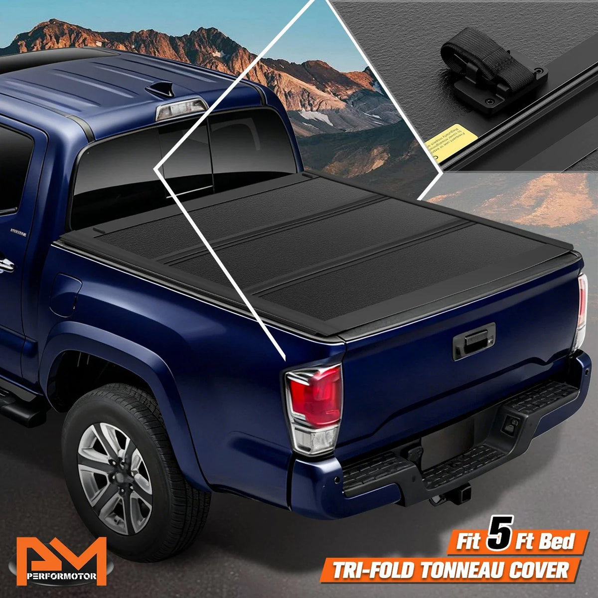 Folding Low Profile Hard Tri-Fold Tonneau Cover for Toyota Tacoma (2016–2023)