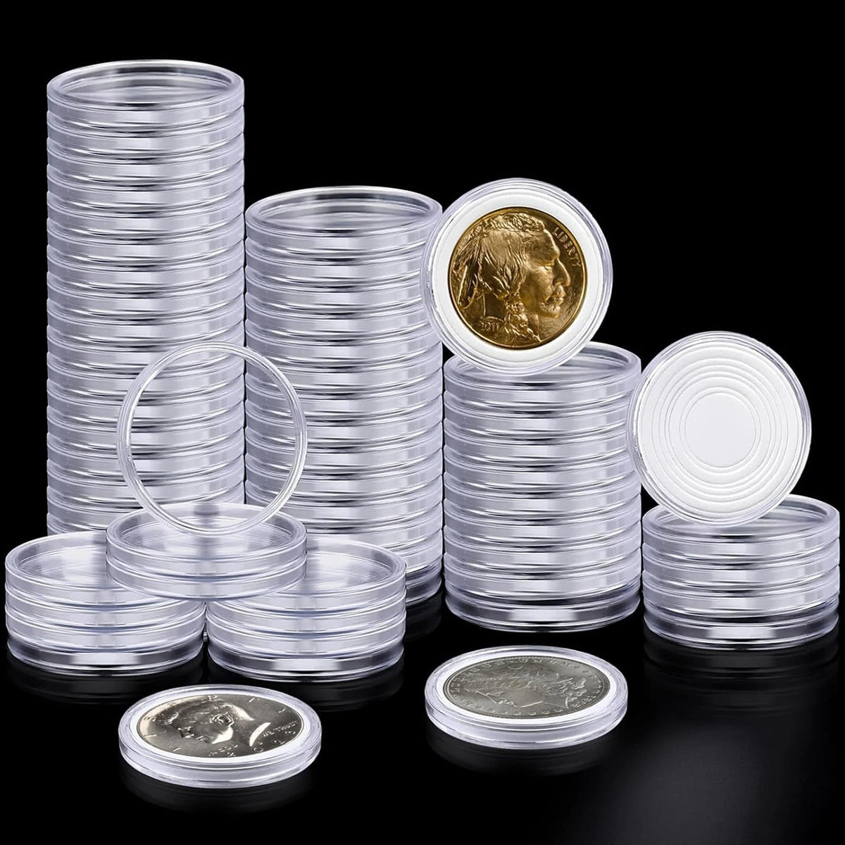 63pc Clear Coin Capsules Holders for Silver Dollar Morgan (No Years)