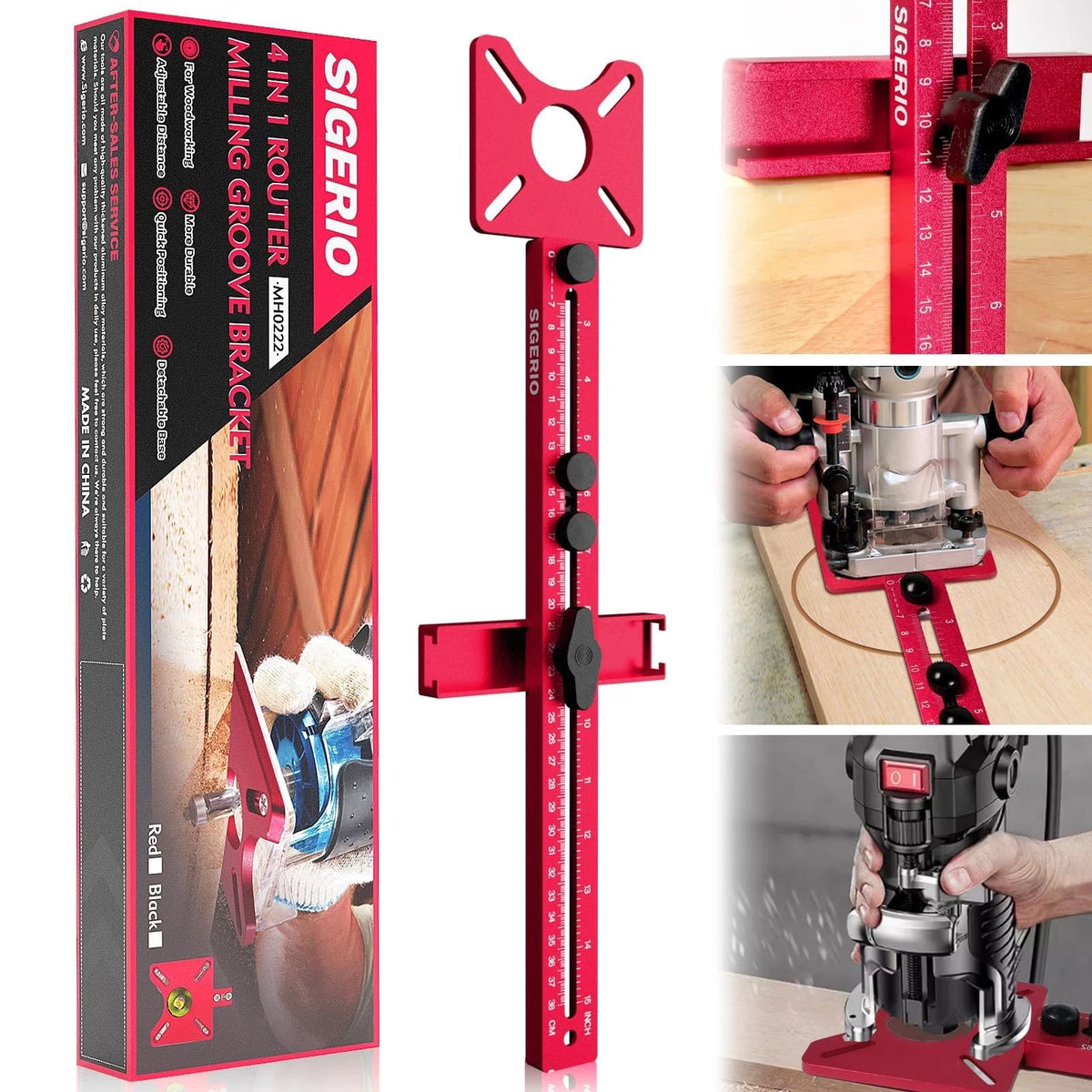 4 in 1 Router Milling Groove Bracket for Sigerio (Standard Size, Red)