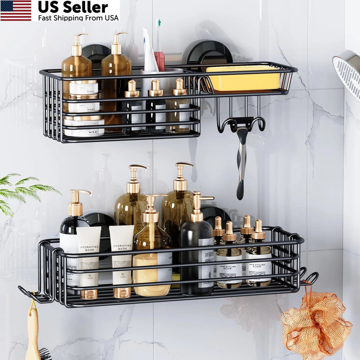 2X Suction Shower Shelf for LEVERLOC Shower Caddy