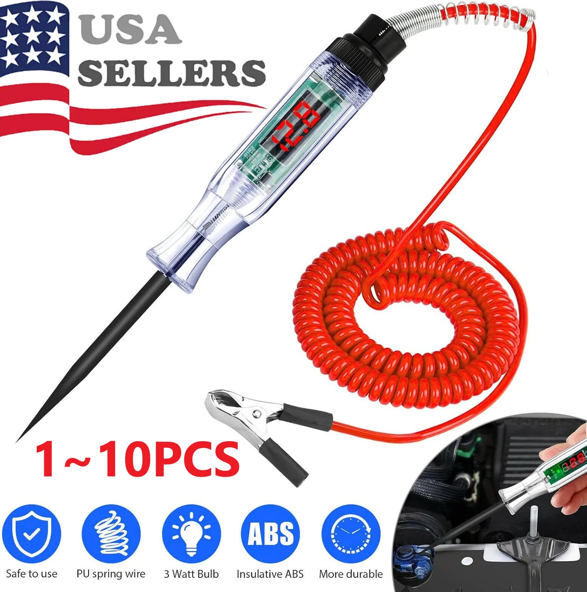 Digital Electric Voltage Circuit Tester for Car Truck (3-48V)