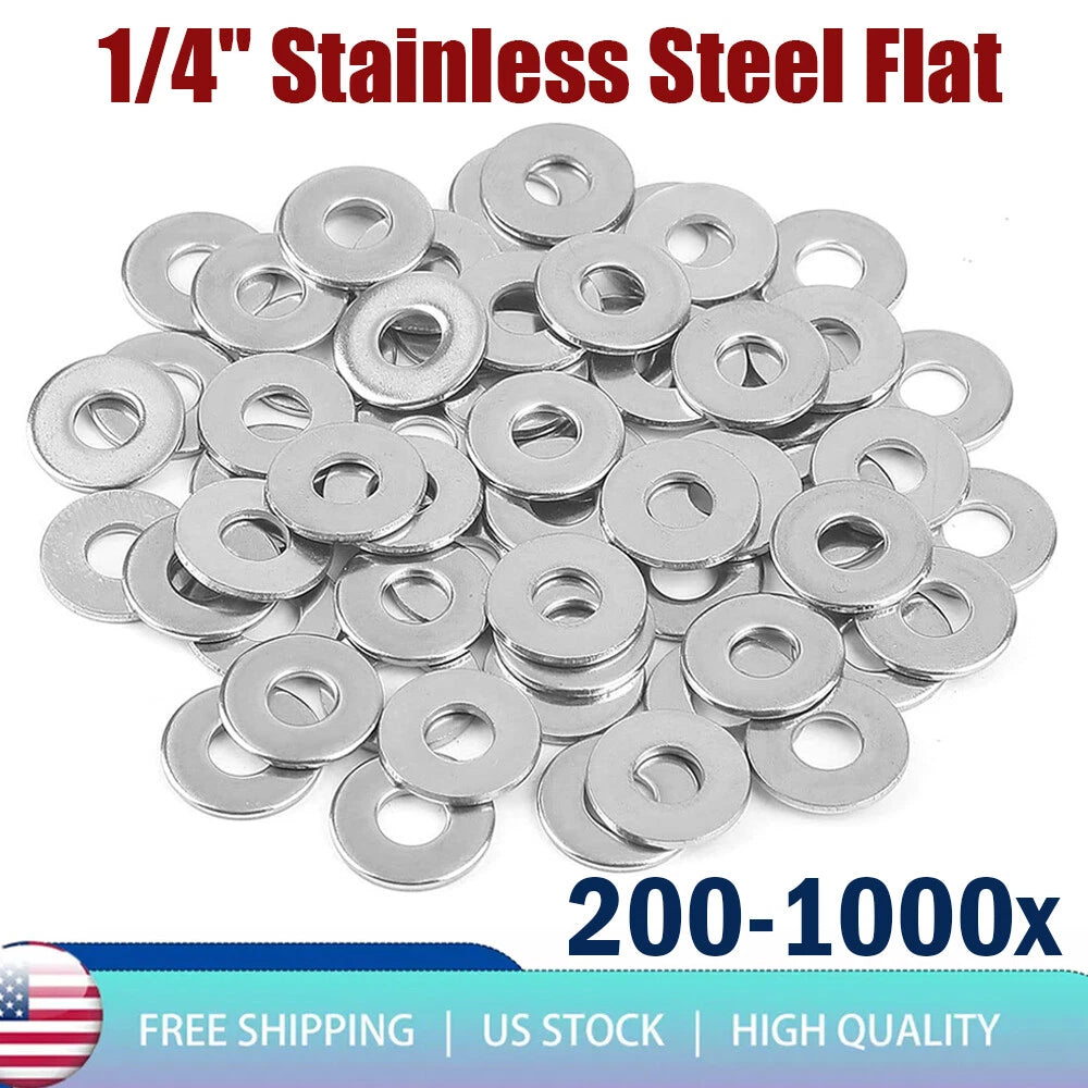 Set of 10 Stainless Steel Flat Washers for Marine Applications (200-1000)