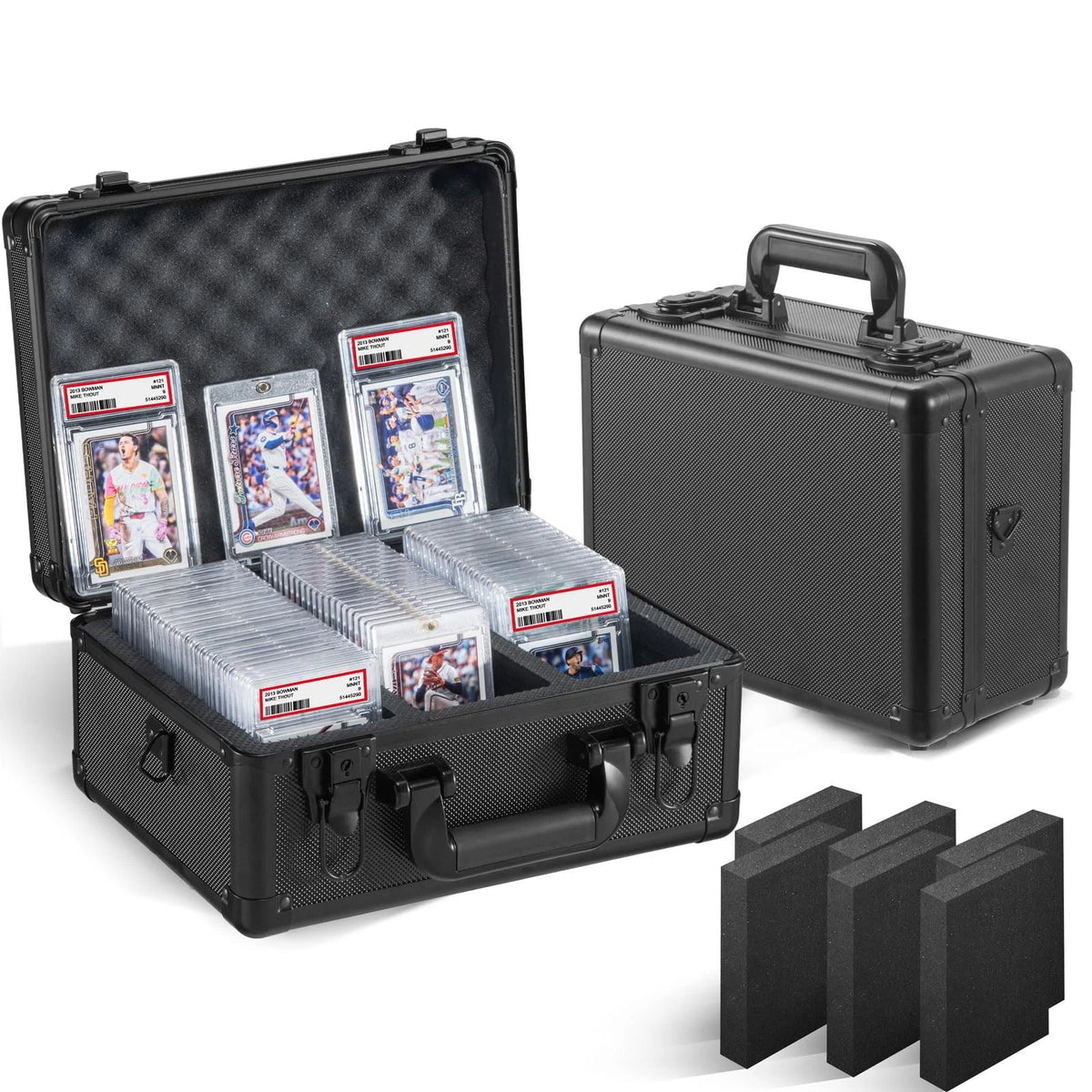 Graded Card Storage Box for Trading Cards (860.48 cu in, Black, 3 Rows)