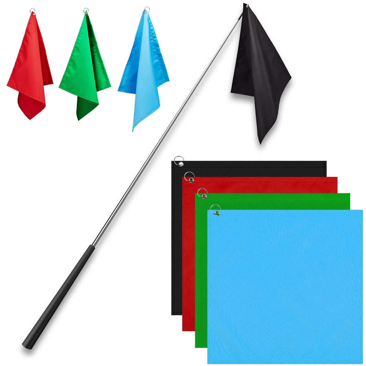 Set of 4 Equestrian Training Flags 18" - Red, Black, Green, Blue