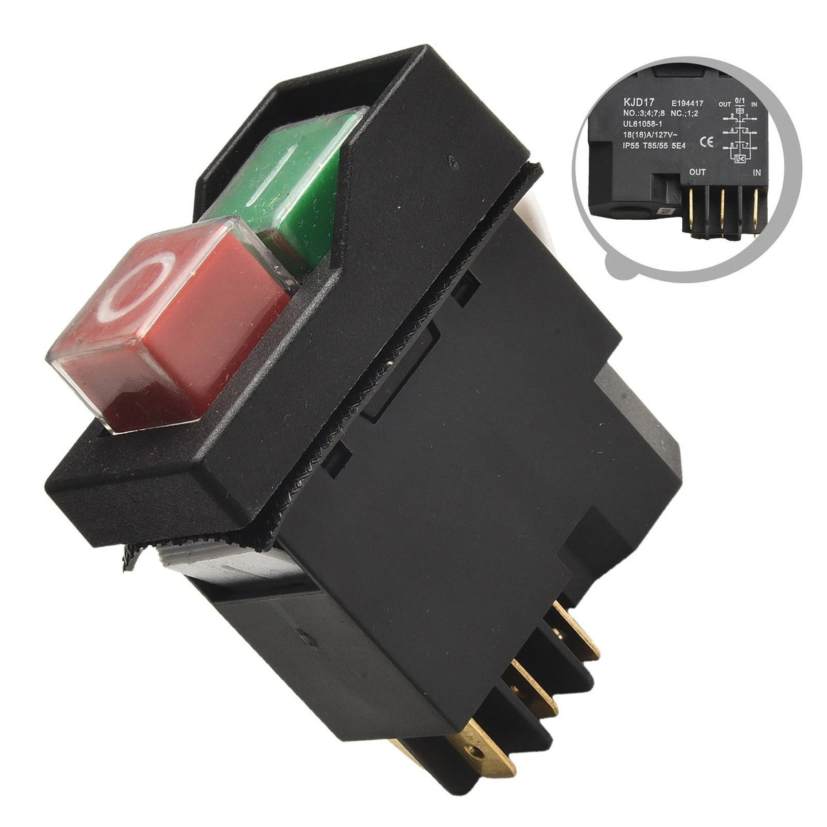 Pushbutton Switch for Table Saw (KJD17, 6pin, 18A, 127V)