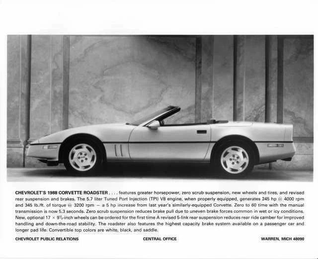 Auto Press Photo for Chevrolet Corvette Roadster (1988)