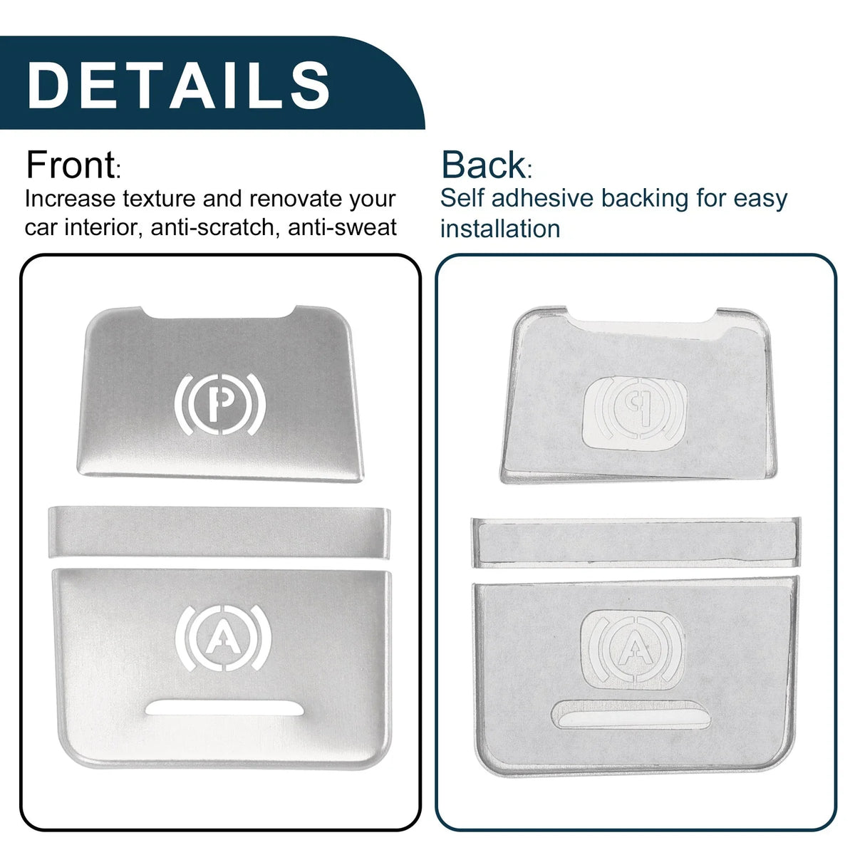 Electronic Handbrake Switch Button Sticker for Audi A6 Silver Tone
