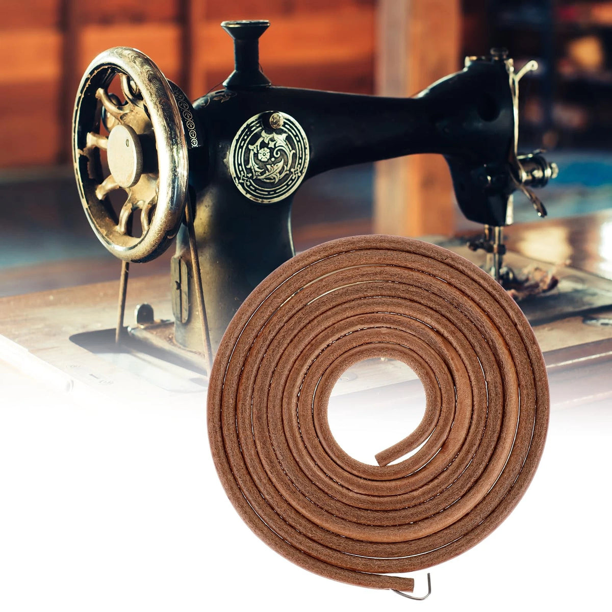 Treadle Sewing Machine Belt 72 x 3/16 Inch Cowhide Brown