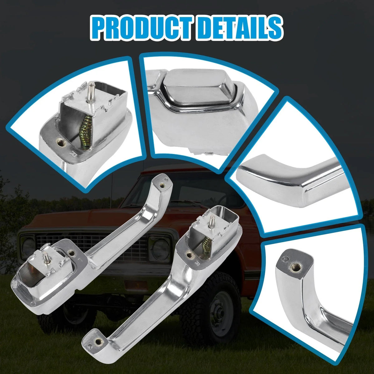 Chrome Pair Outside Door Handles for Chevy C/K 10 20 30 (1967–1972)