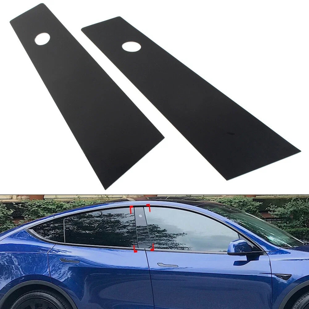 2X Bright Black Door Window Pillar Post Trims for Tesla Model Y (2020–2022)