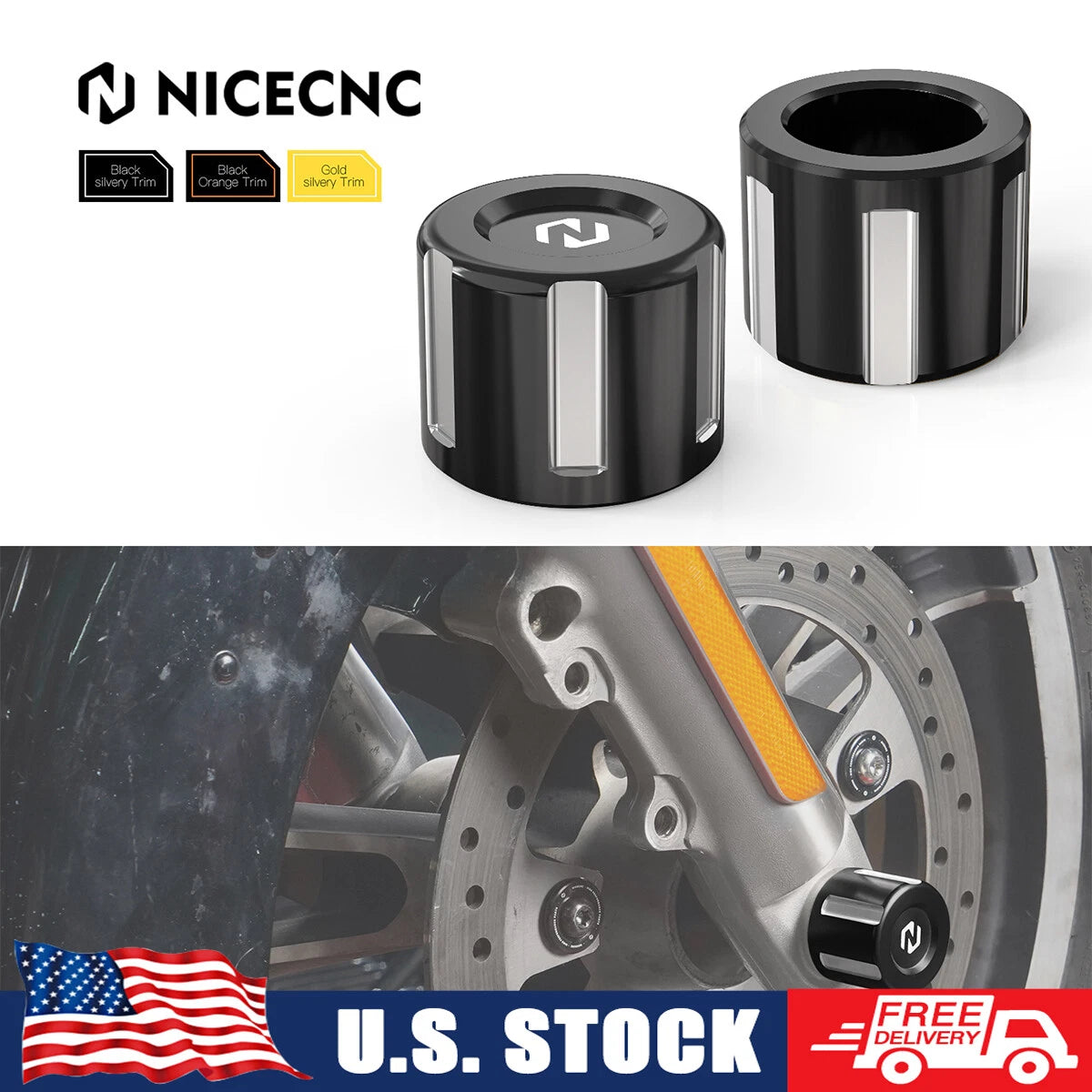 2PCS Front Axle Cap Nut Covers for Harley Road Glide Special FLTRXS (2015–2023)
