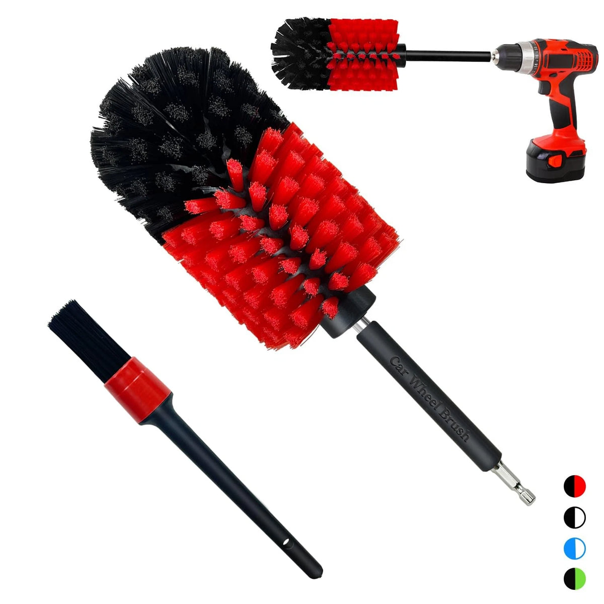 2X Wheel Brush Kit for Soft Drill Cleaner (No Scratches, Red/Black)