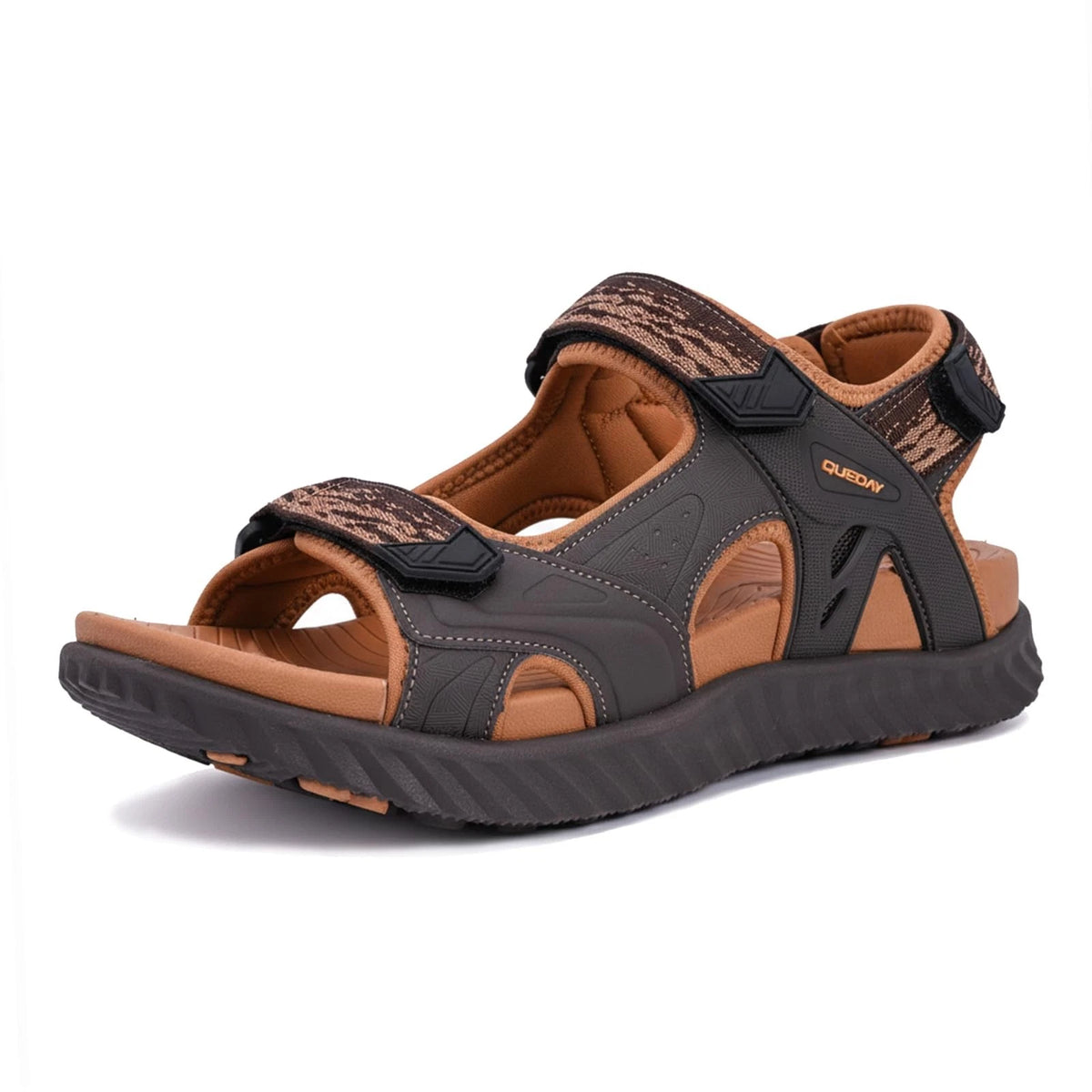 2X Queday Men's Brown Hiking Sandals with Arch Support for 7