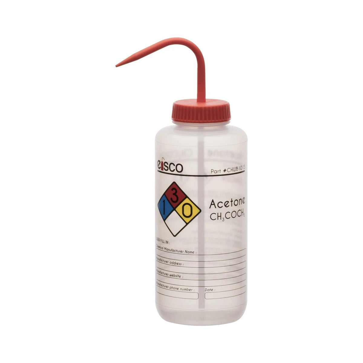 500mL Acetone Wash Bottle - Low Density, 4 Color