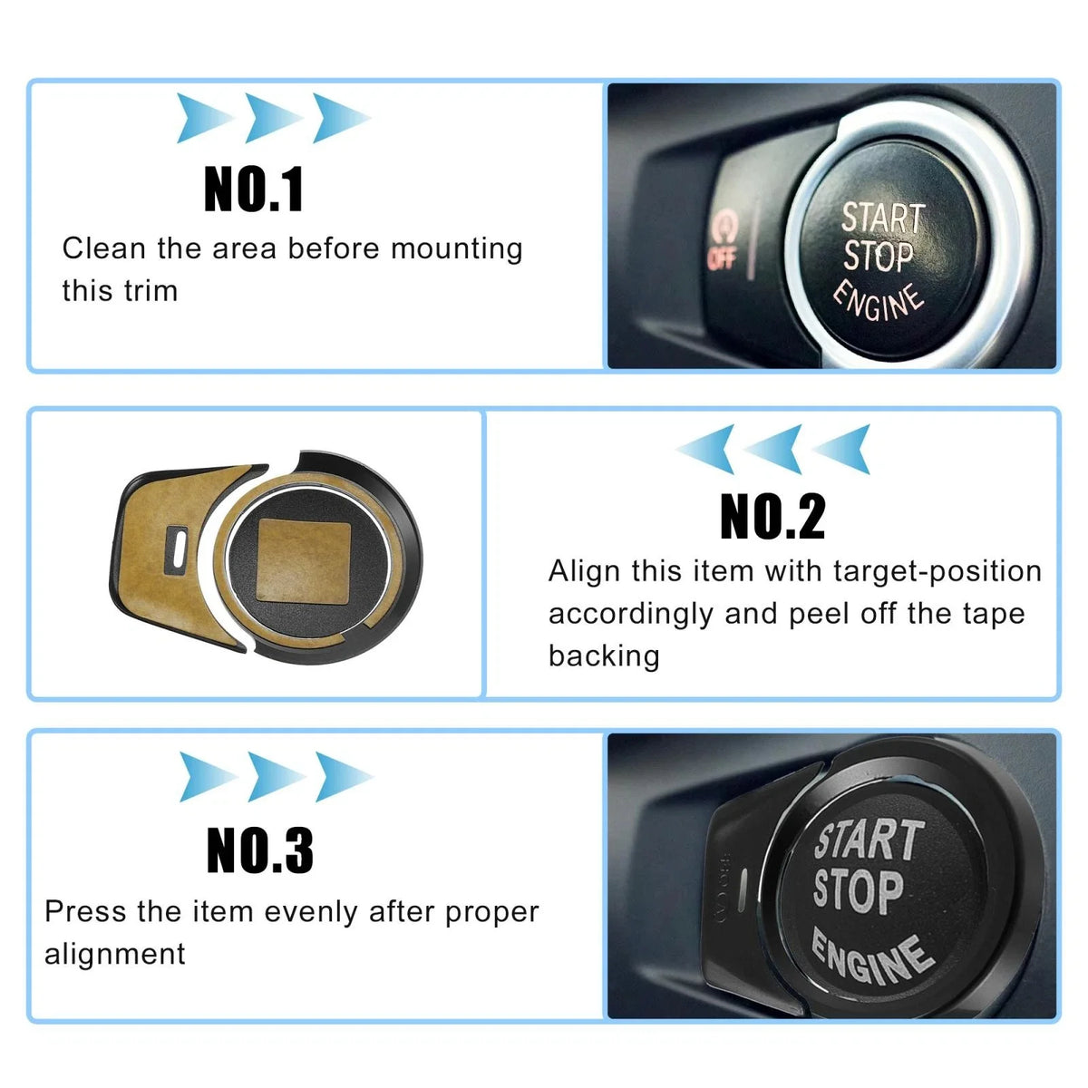 Start Stop Button Cover Sticker Kit for BMW 2 3 4 5 6 7 X1 X2 X3 X4 X5 (2012–2020)