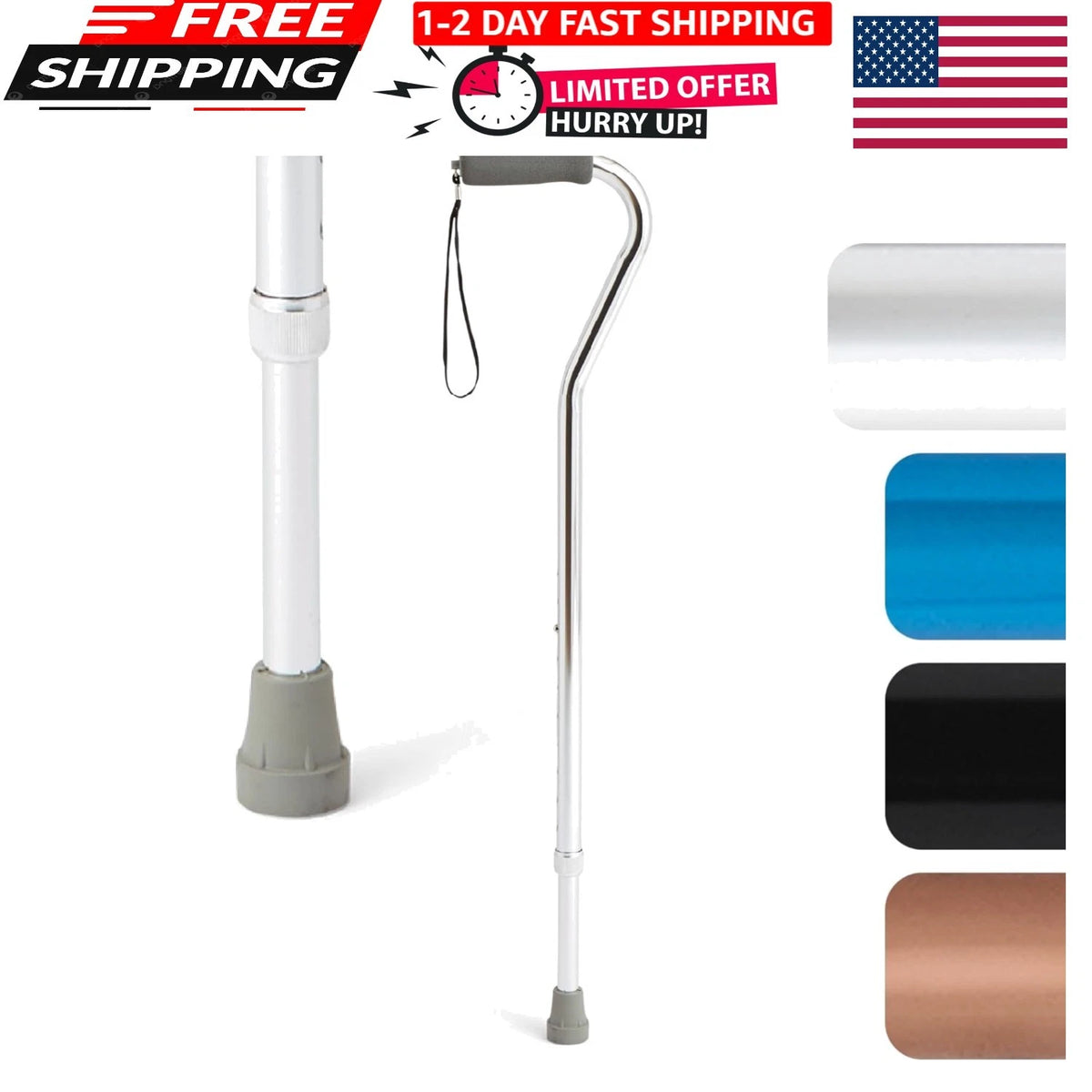 Comfort Grip Chrome Walking Cane for Enhanced Mobility