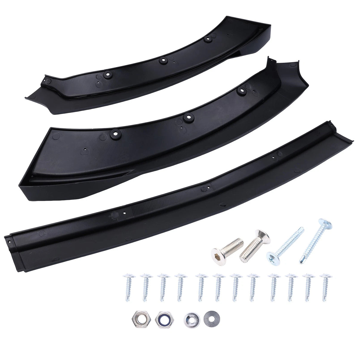 3X Front Bumper Lip Spoiler Splitter for Ford Mustang (2015–2017) Glossy Black