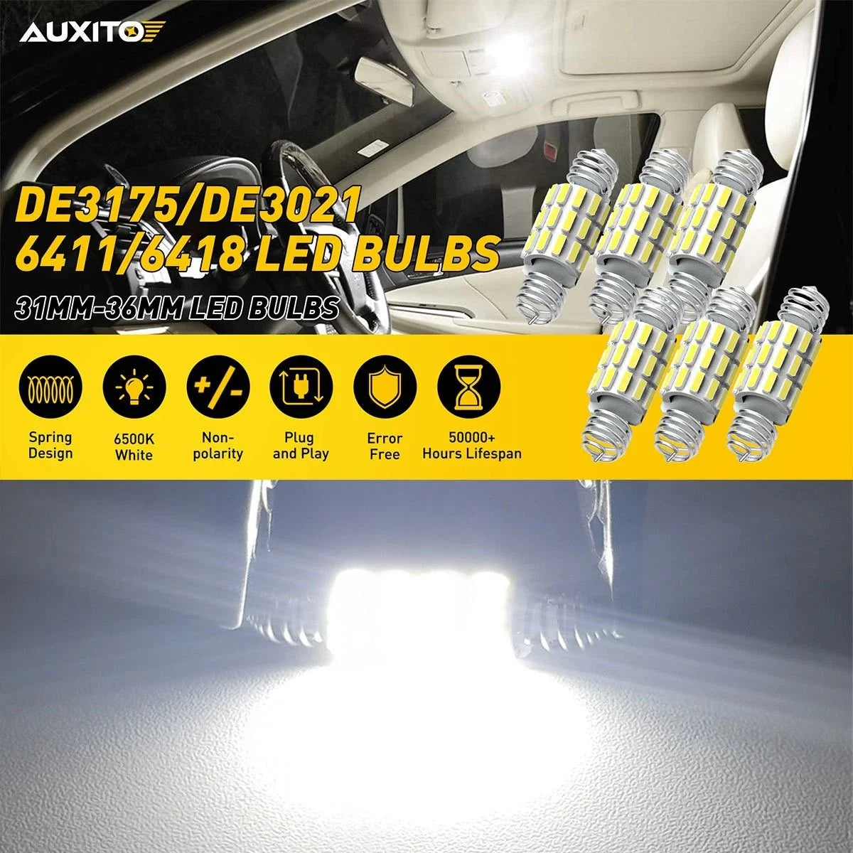 Set of 2 AUXITO 42MM LED Interior Map Light Bulbs for (211-2, 212-2, 578)