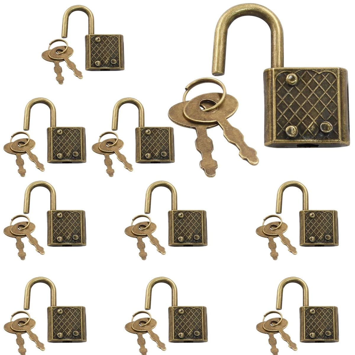 Set of 10 Antique Bronze Mini Padlocks 30 x 17 x 6.5mm