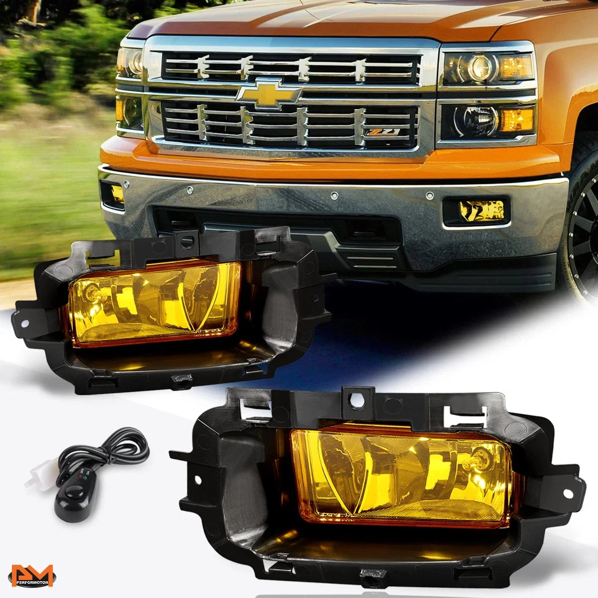 Amber Lens Bumper Fog Light Set for Chevy Silverado 1500 (2014–2015)