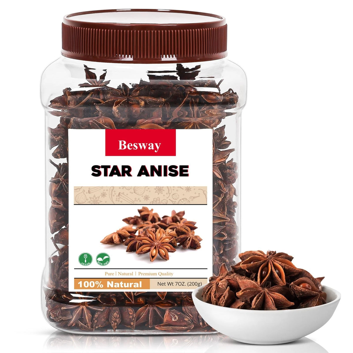 Set of 4 Whole Star Anise 7 oz for Culinary Use