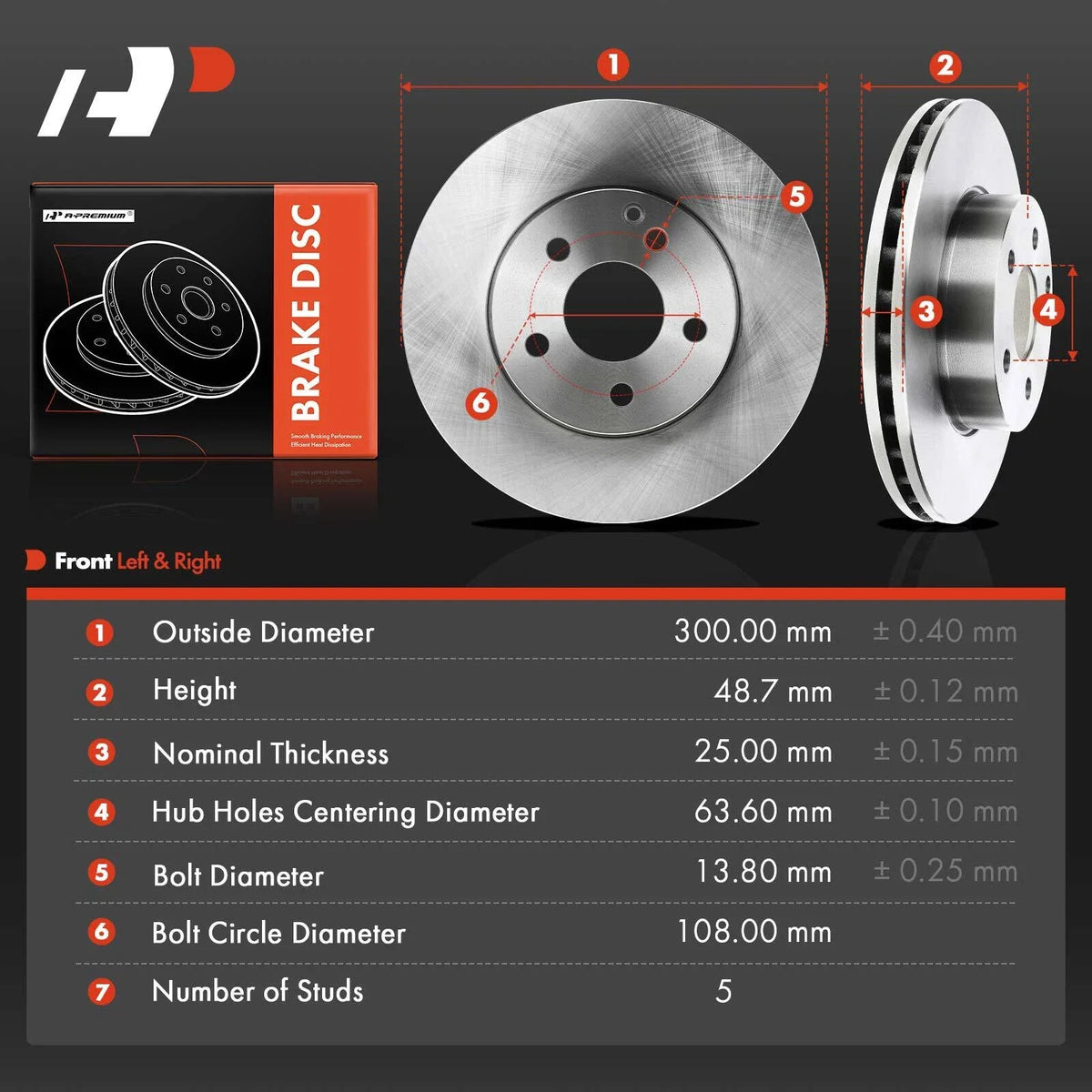 Front Side Disc Brake Rotor for Mercedes-Benz C230 C250 C300 SLK250 (2007–2015)