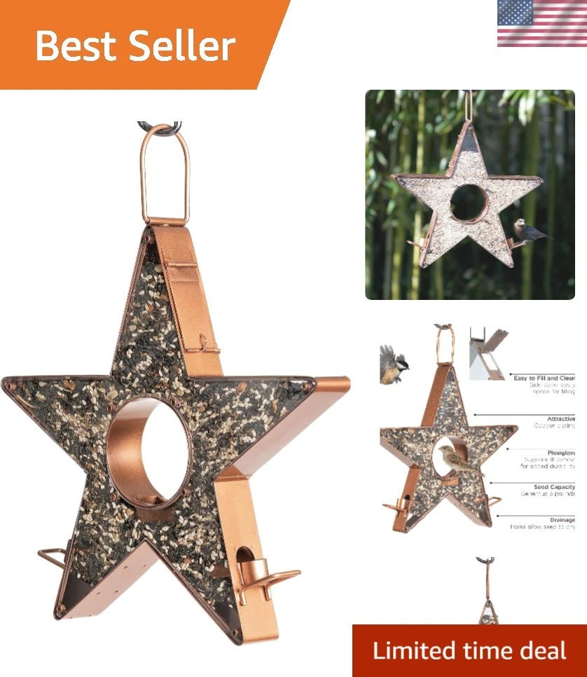 Charming Star-Shaped Copper Bird Feeder for Outdoor Bird Attraction