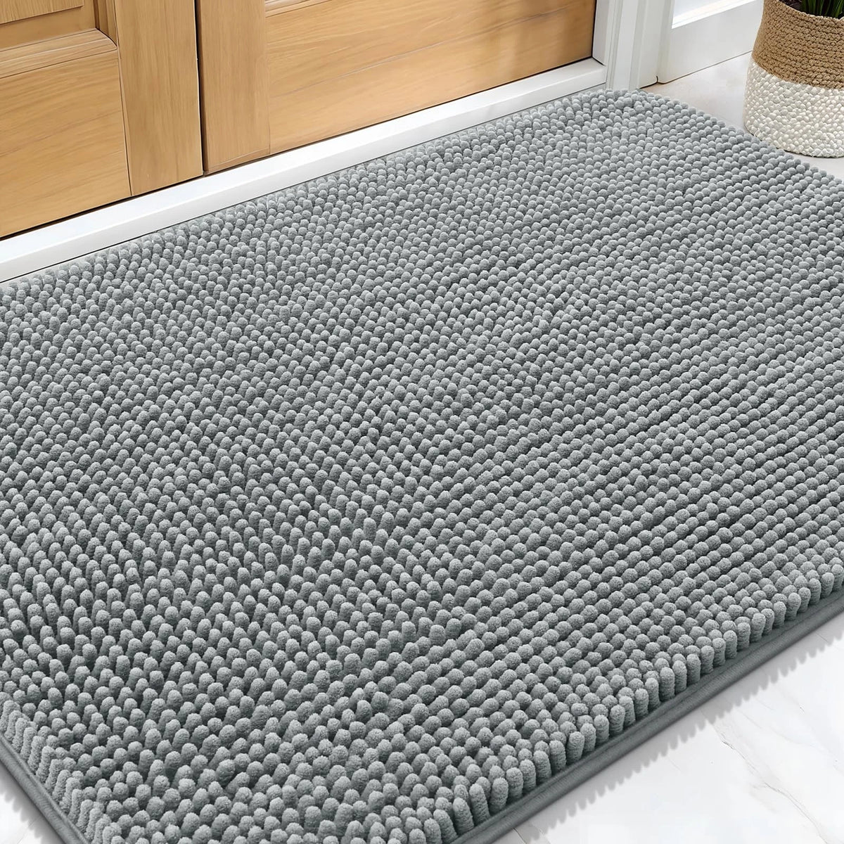 Dog Door Mat for Muddy Paws 30" x 20" - Absorbs Moisture, Grey