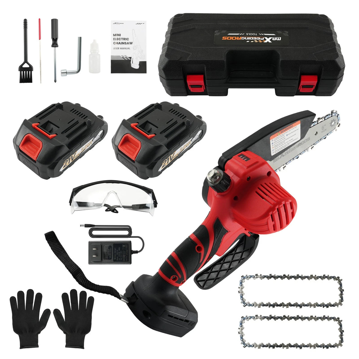 Set of 3 Cordless 6 Inch Handheld Chain Saws for Garden Use