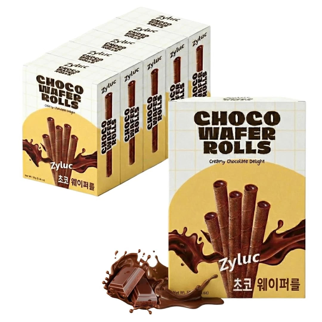 Pack of 5 Chocolate Wafer Rolls - Crispy Cream-Filled Cookies
