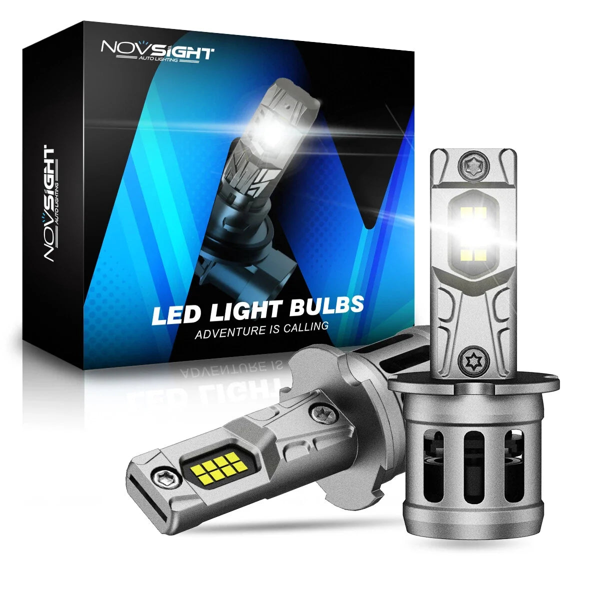 2X H3 LED Headlight Bulbs for NOVSIGHT (6500K, 20000LM)