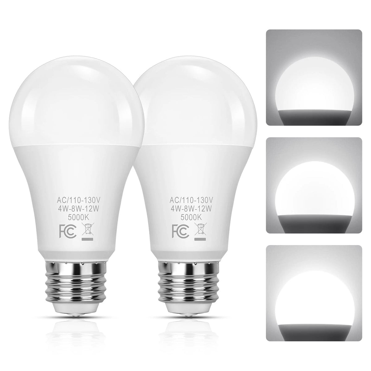 2X 3 Way Light Bulbs 40/70/100W for Incandescent Fixtures, Daylight White 5000K