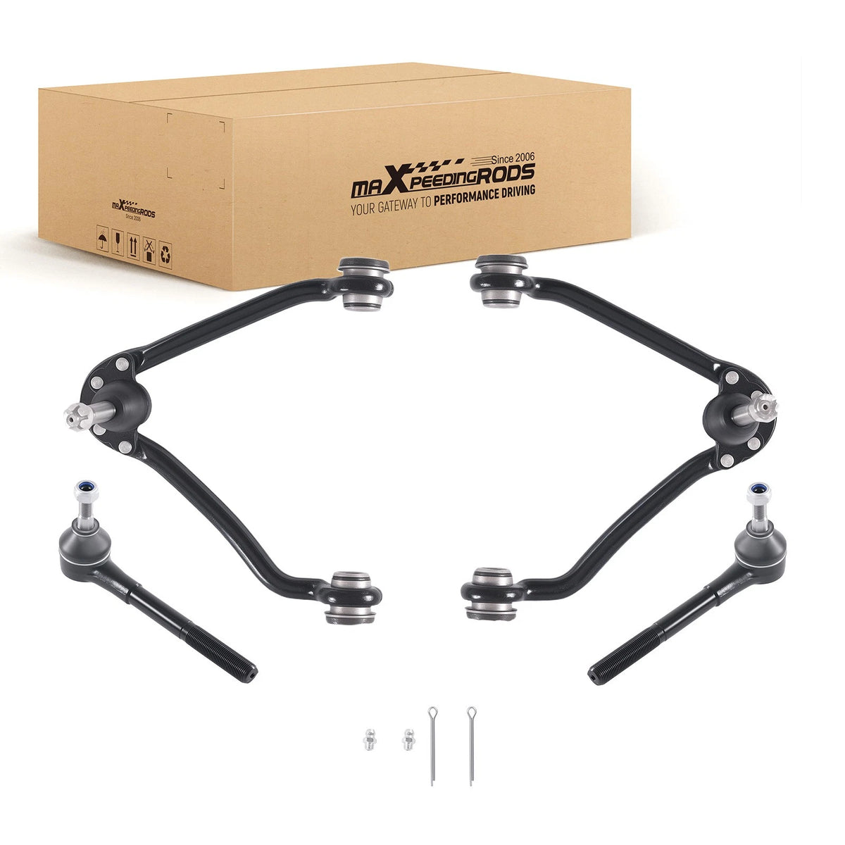Set of 4 Front Upper Control Arms Tie Rods for Chevy GMC C1500 C2500 (1989–2002)