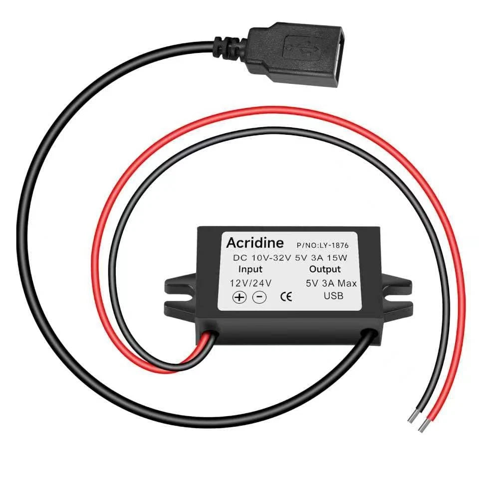 12V 24V DC to 5V 3A USB Female Converter Adapter Buck Module