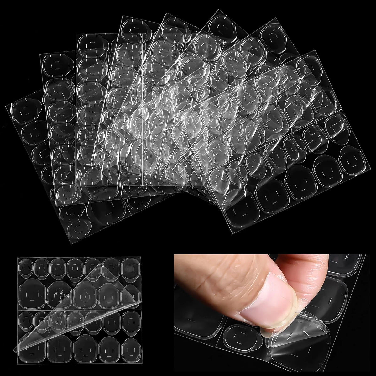 720 pcs Nail Stickers for Press on Adhesive Tabs (Transparent)