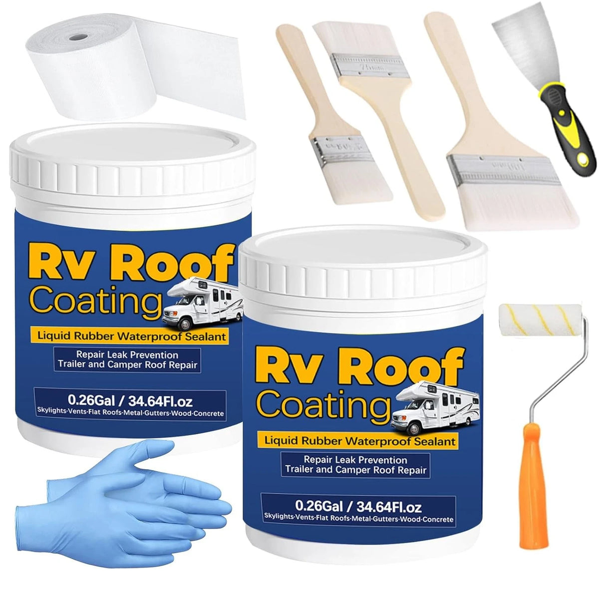Liquid Rubber RV Roof Coating for Camper (0.52 Gal, Waterproof, White)