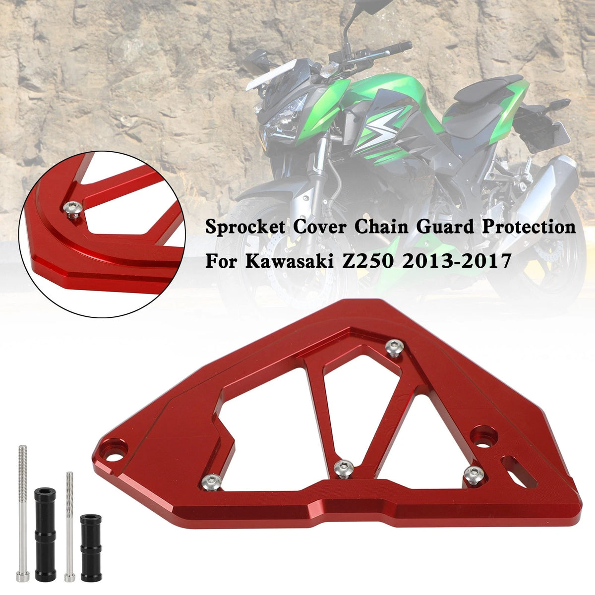 Sprocket Cover Chain Guard for Kawasaki Z250 Z300 Ninja 300 250 (2013–2017) CGA-133-Red
