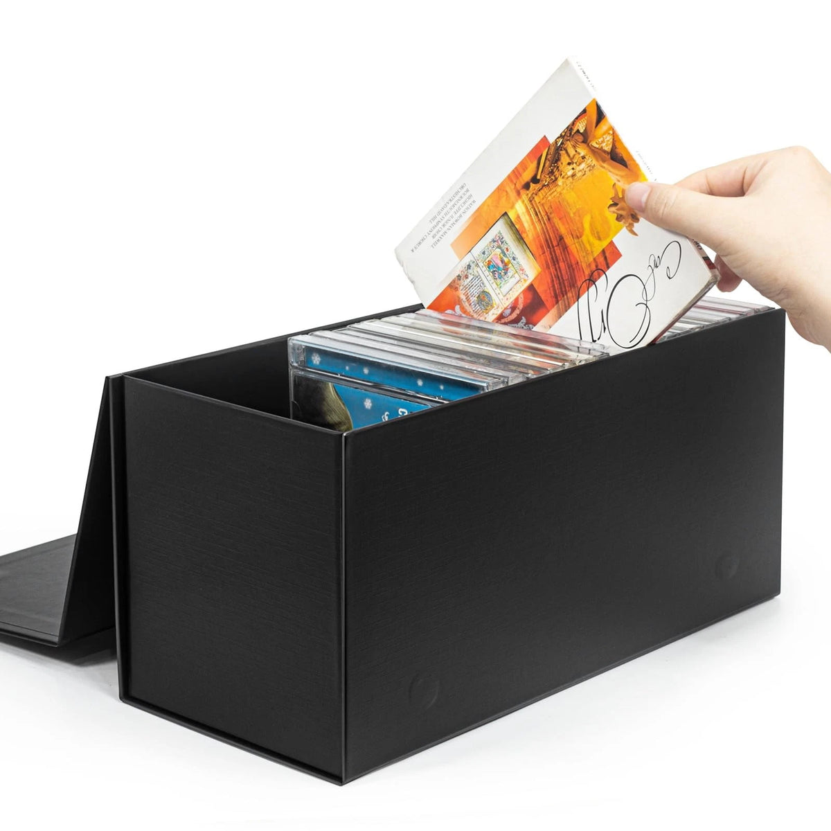 CD Storage Box for DVD Collection (5.2 x 12 x 5.75 inches) - Black