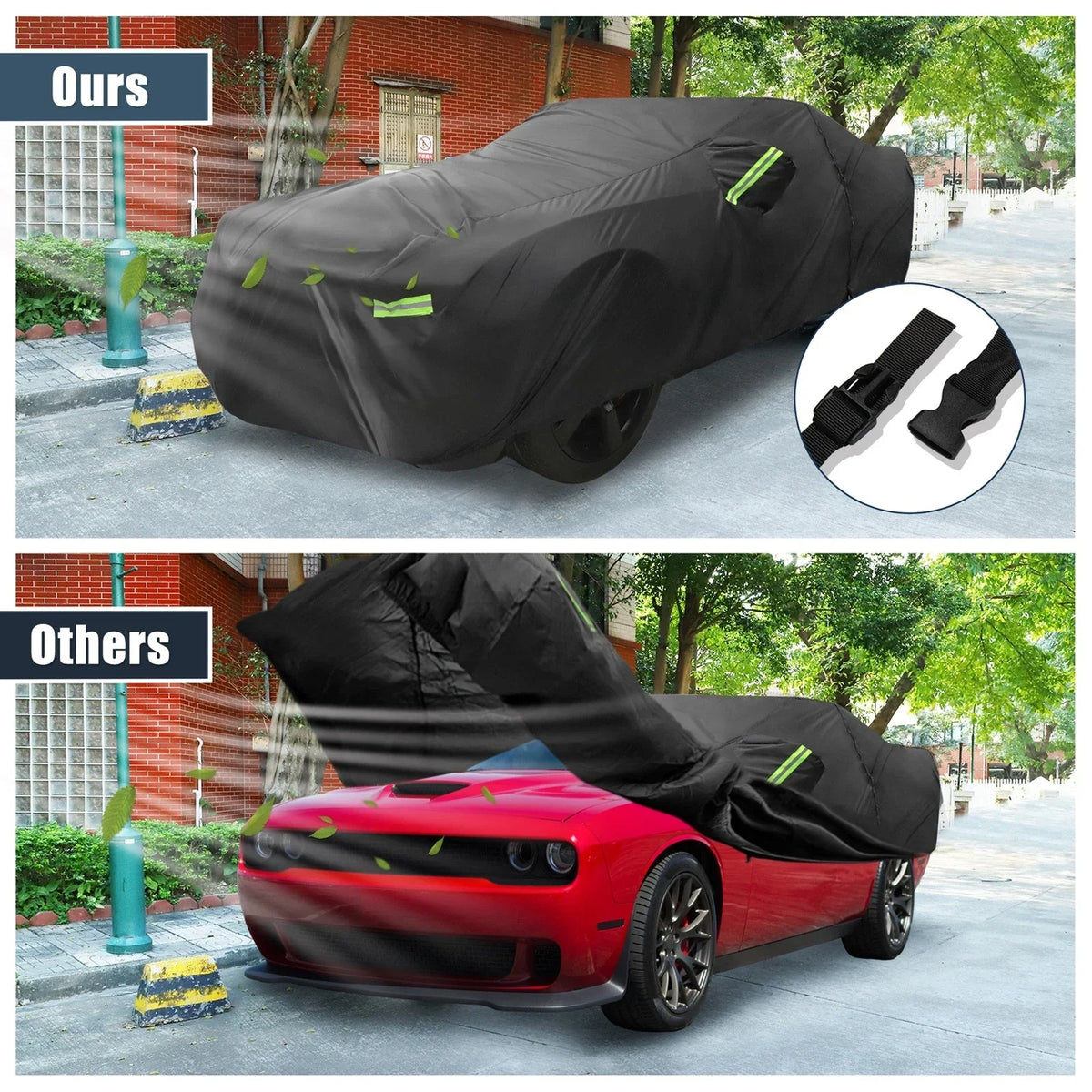 Waterproof Car Cover for Dodge Challenger (2008–2023) with Zipper Black