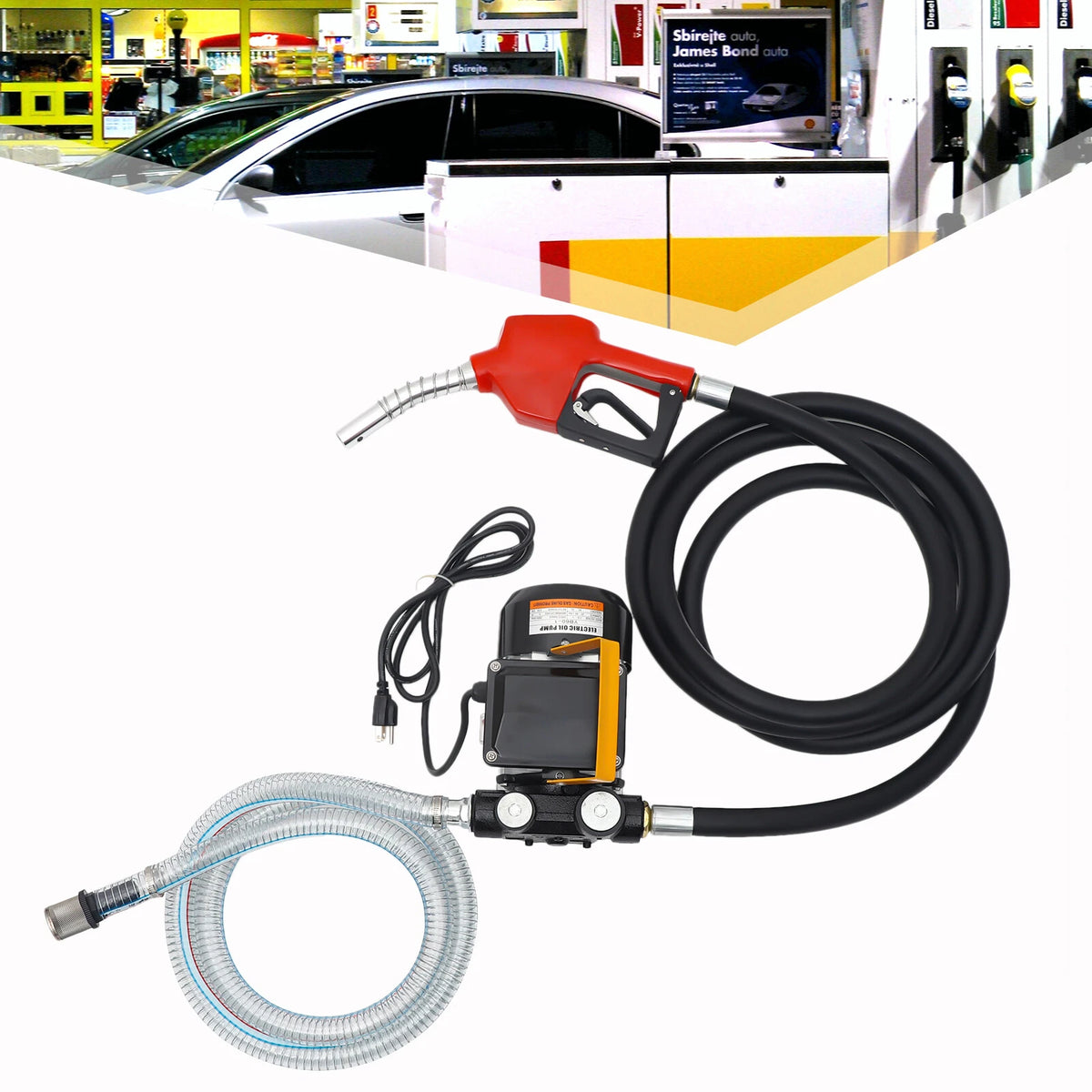 Electric Diesel Fuel Transfer Pump with Hose Nozzle Kit for