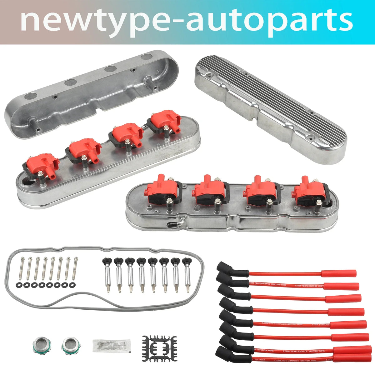 2Pcs Valve Cover for Chevy LS (Finned, Aluminum, Polished)