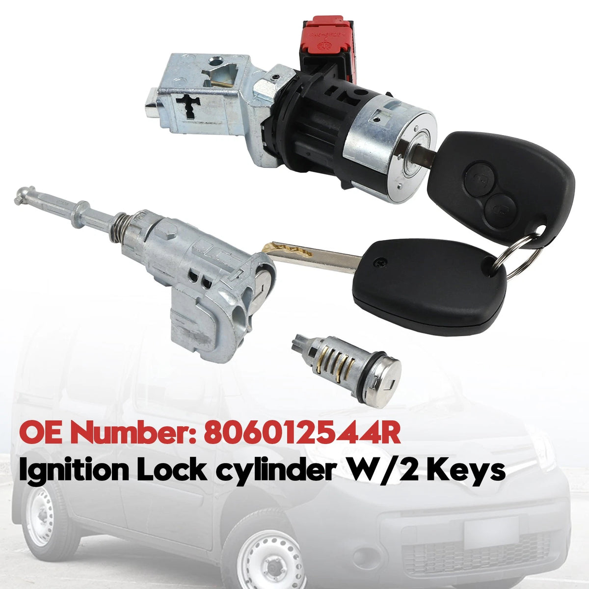 Ignition Lock Cylinder W/2 Keys for Renault Kangoo II Master III (806012544R)