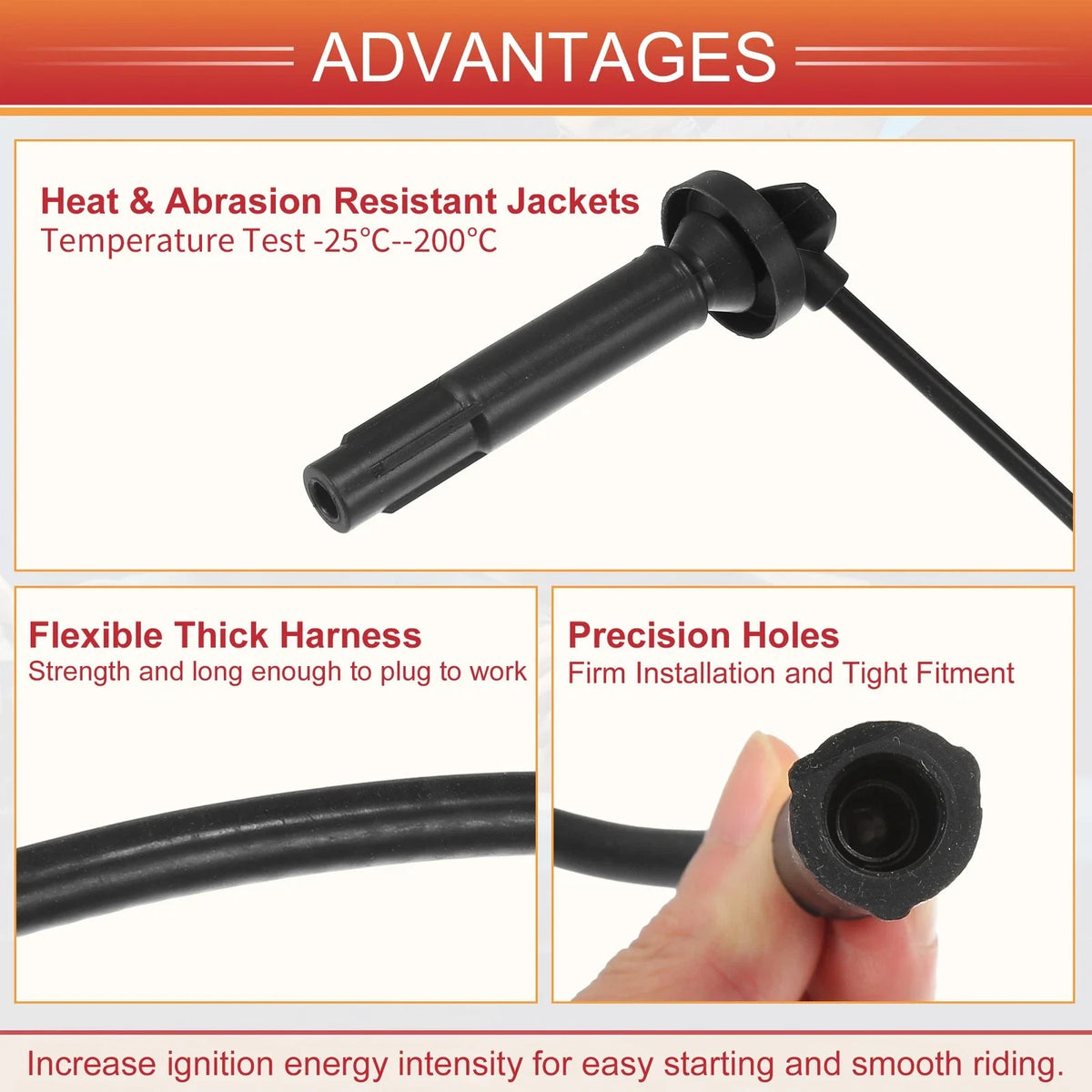 Set of 4 Spark Plug Wire Ignition Coil Cables No. 22451AA730 for Subaru Baja Outback (2003–2006)