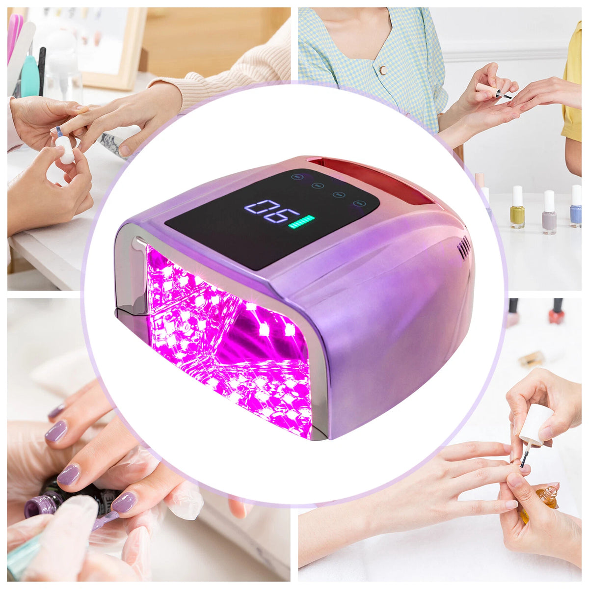 Rechargeable Cordless LED UV Nail Lamp for Professional Manicure (96W)