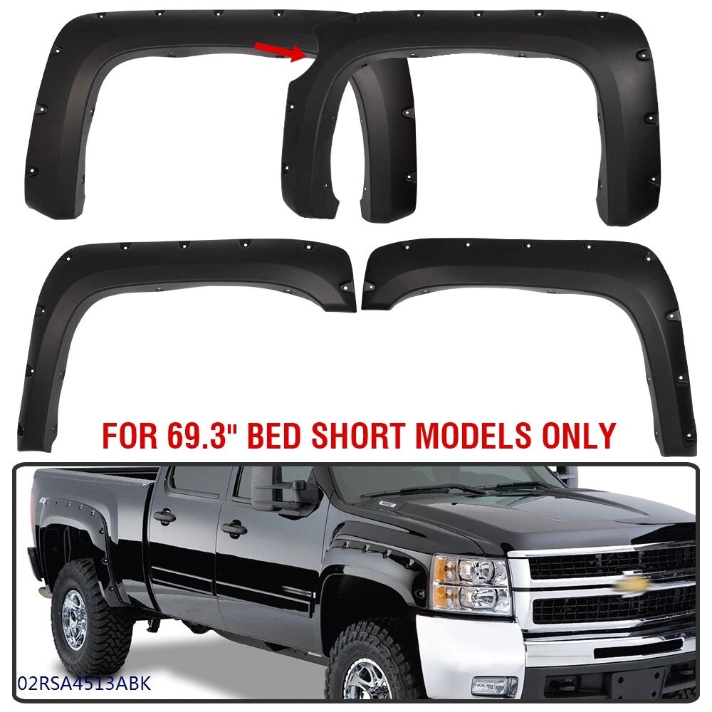 Fender Flares Pocket Style for Chevy Silverado 1500 (2007–2013) J-02RSA4513ABK