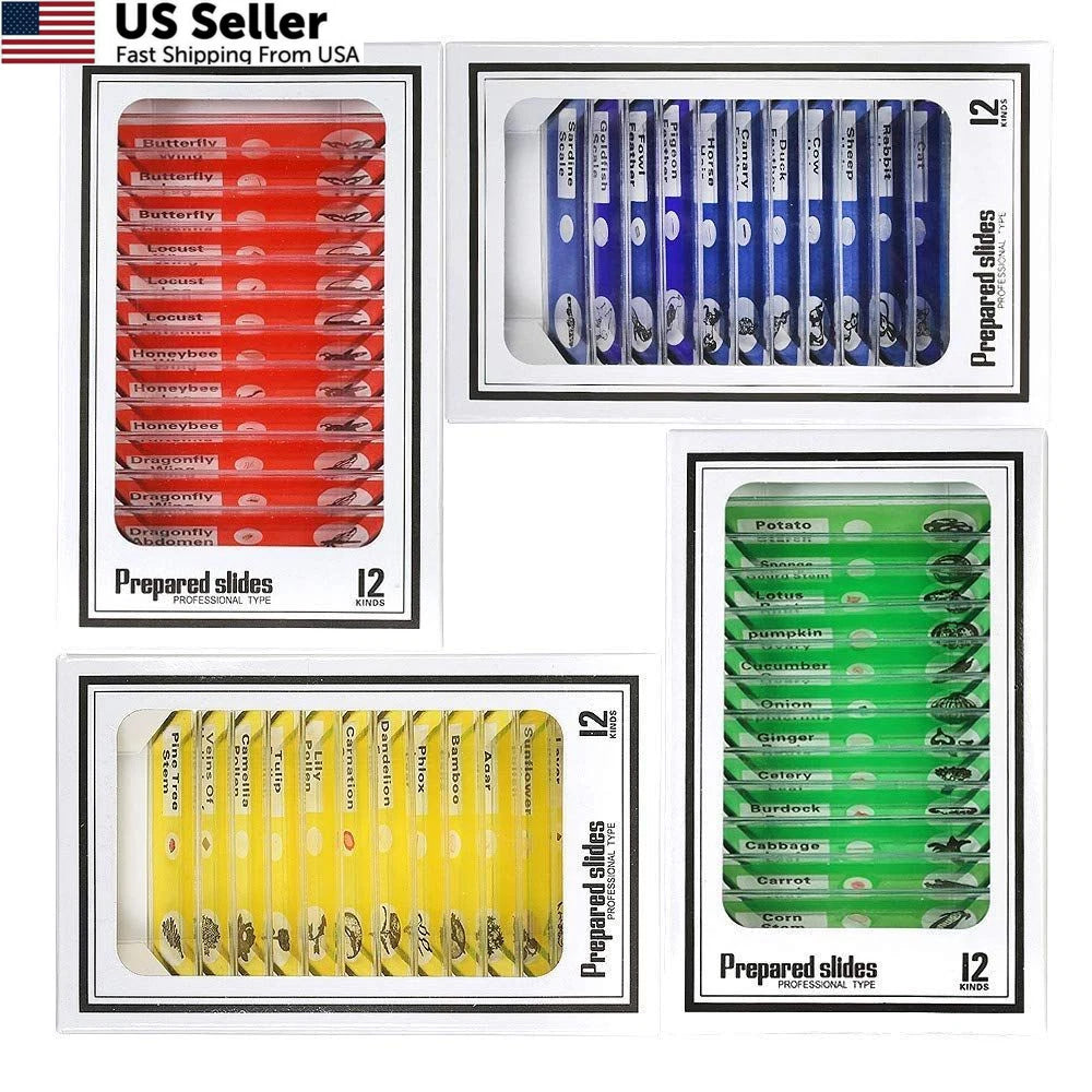 48pcs Microscope Slides for Kids - Plastic Animal Set