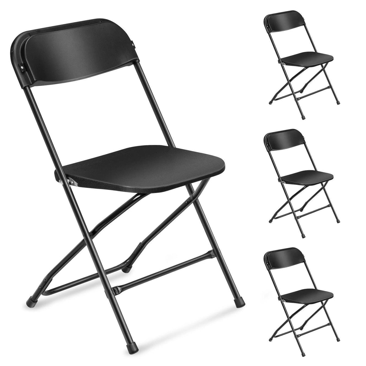 Set of 4 Plastic Folding Stackable Chairs for Garden Office Event Wedding