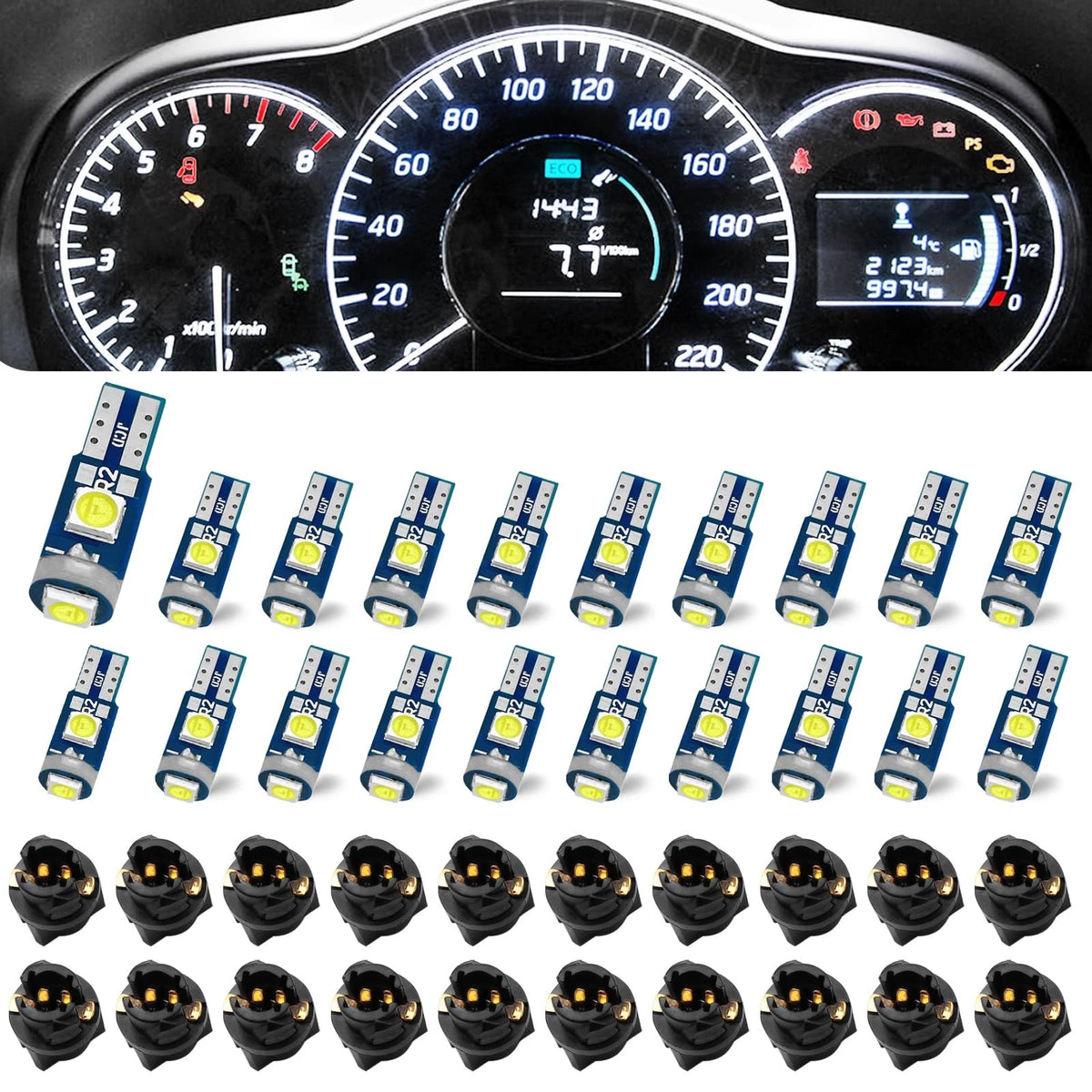2X T5 74 LED Bulb Dash Lights for Automotive (LED, Super Bright)